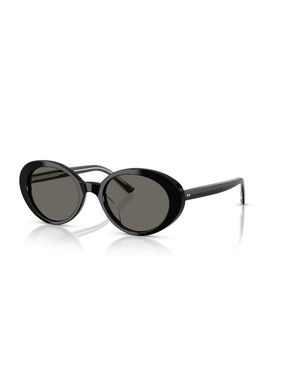 New Oliver Peoples Women's Sunglasses Black Round Grey Lens Acetate Frame LUMAR